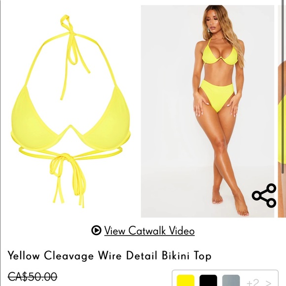 PLT Yellow Cleavage Wire Detail Bikini Top - Picture 7 of 7